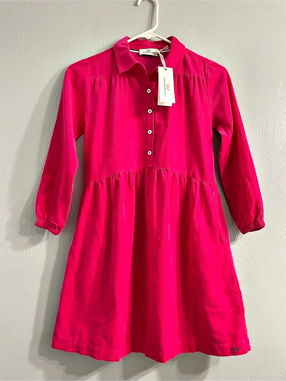 vineyard vines Corduroy shirtDress Girls' Cotton Dress Pink Size Medium NWT